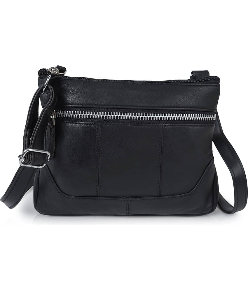 CIMONI Sling Bag Pure Leather Set of 1 ( Black )