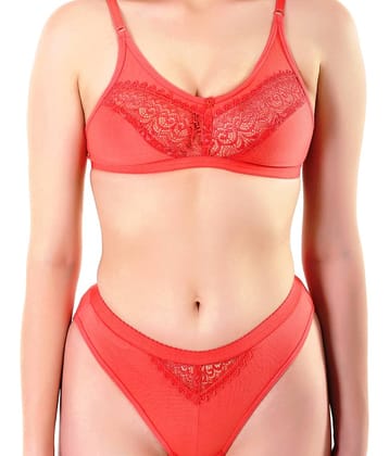 TCG Pink Cotton Lycra Bra & Panty Set