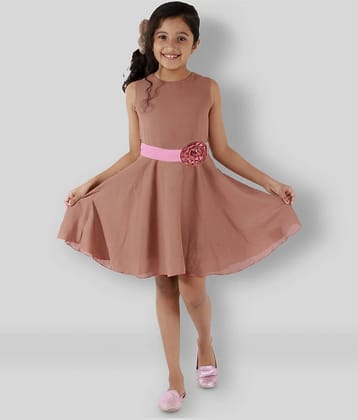 Kids Cave Crepe A-line Dress For Girls ( Pack of 1 , Metallic Gold )