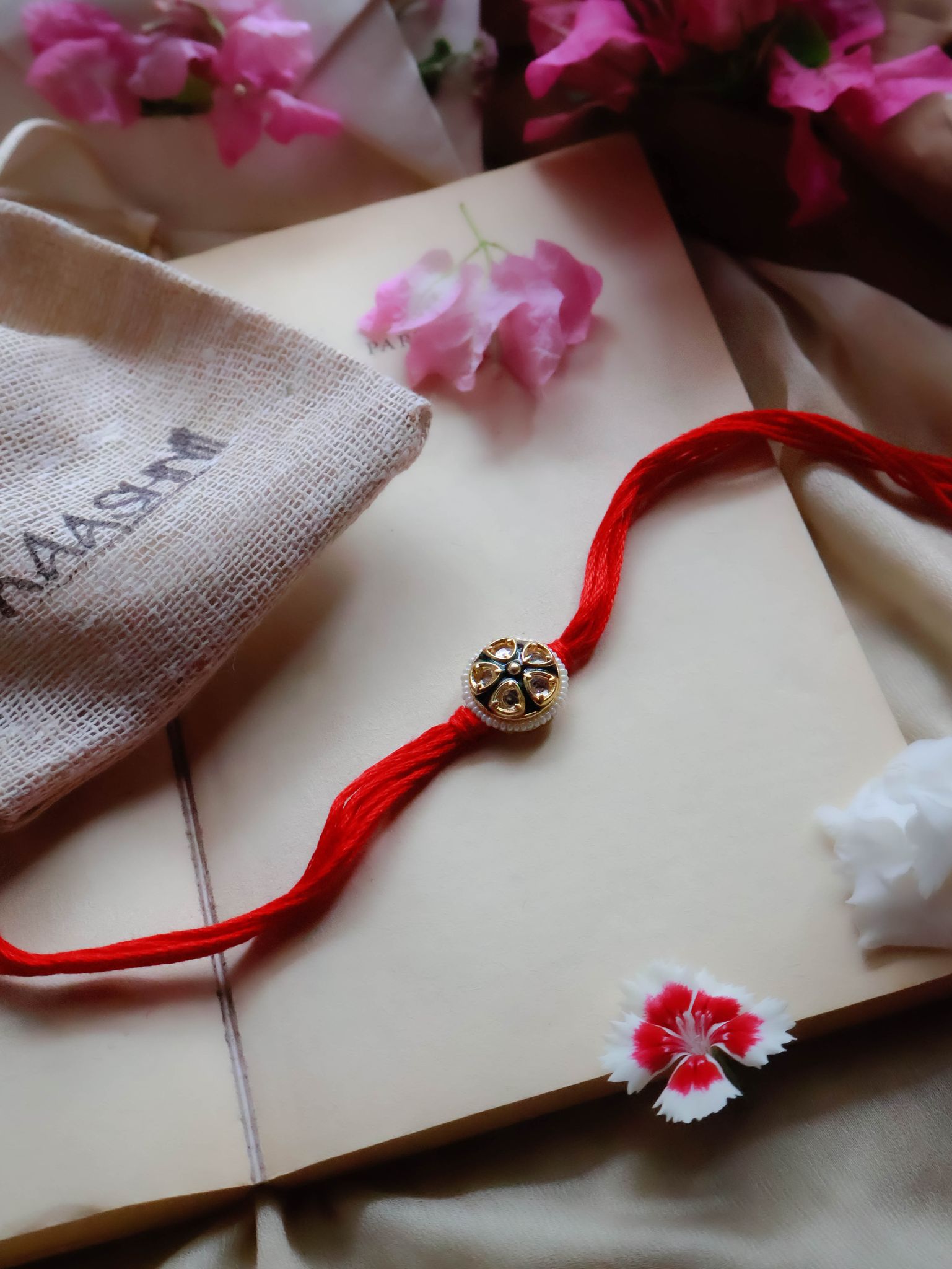 Aman Meenakari Red Rakhi-Red