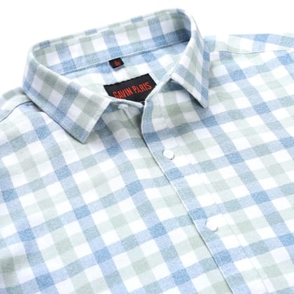 Checkered Full Sleeve Shirt - Blue and Green (GP224)-XL-42 / Full Sleeve