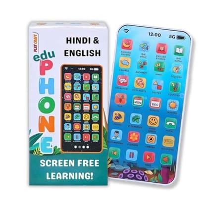 EduPhone Educational Type-C Rechargeable Musical Toy 28 Functions Recording, Alphabet, Numbers, Varnmala, Animal Sounds, Nursery Rhymes in English & Hindi for Age 2 Years to 10 Years