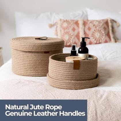 Generic Cotton 3 Pcs Set Roti Box Storage Basket With Lid (Beige)-PID66357 Generic Cotton 3 Pcs Set Roti Box Storage Basket With Lid (Beige)-PID66357