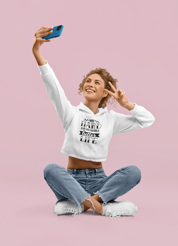 Crop Hoodie (Women) - Hardworking Pawrent (3 Colours)