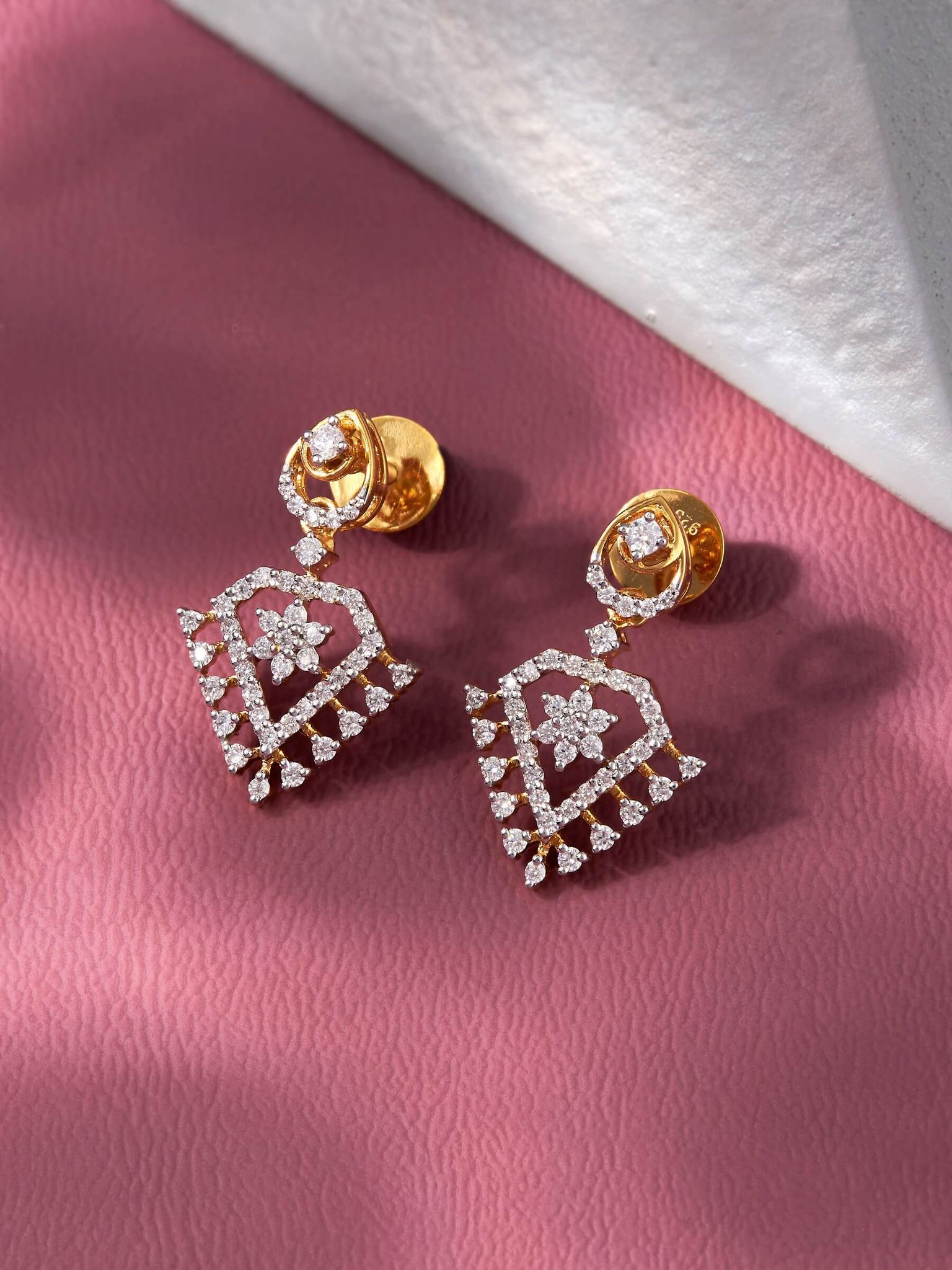 Arlette Silver Moissanites Dangle Earrings | 22KT Gold Vermeil-Yellow Gold