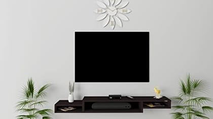 DAS Laurente Max High Strength & Durable Wall Mount Engineered Wood TV Entertainment Unit Stand Set Top Box Stand for Living Room Flowery Wenge (Ideal for up to 65") Screen DAS Laurente Max High Strength & Durable Wall Mount Engineered Wood TV Entertainment Unit Stand Set Top Box Stand for Living Room Flowery Wenge (Ideal for up to 65") Screen