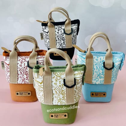 Premium Quality Cute Design Expandable Stationery Bag with Handles-Blue