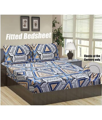 Home Candy Microfibre Geometric 1 Bedsheet with 2 Pillow Covers - Multi