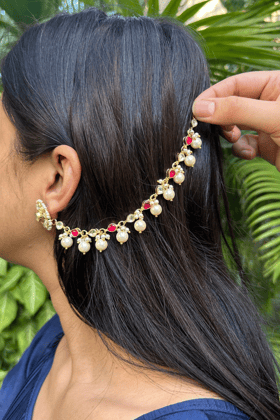 RED & WHITE POLKI KAANCHAIN PAIR