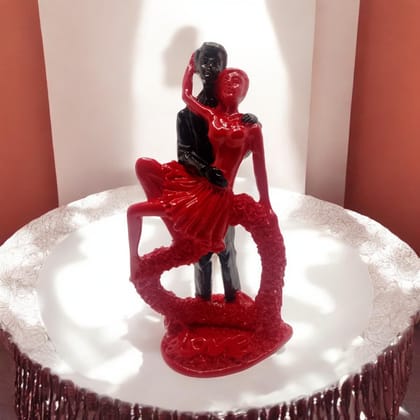 AMS Romantic Couple with Heart Statue - Artistic Red & Black Figurine | Gift for Girlfriend, Boyfriend, Wife, Husband | Proposal, Valentine's Day, Wedding & Anniversary Showpiece � 12 cm