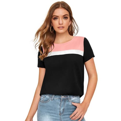 Women's Polyester, Knitting Western Wear T Shirt L (Peach)