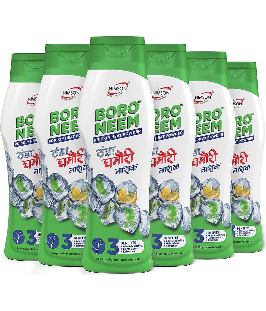 Nimson Boro Neem Cool Talcum Ghamori Nashak Prickly Heat Talc 600 gm Pack of 6