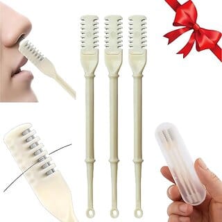 (Pack of 3) Manual Nose Hair Trimmer Dual Head Rotating Nasal Razor Non Electrical Noise Cleaner