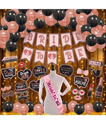 Zyozi Bachelorette Party Decorations Kit | Bridal Shower Party Supplies - Bride To Be Banner, Photo Booth Props, Balloons with Sash & Rice Light (Pack Of 48)