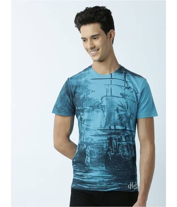 Huetrap Pack of 1 Cotton Regular Fit Men's T-Shirt ( Turquoise )