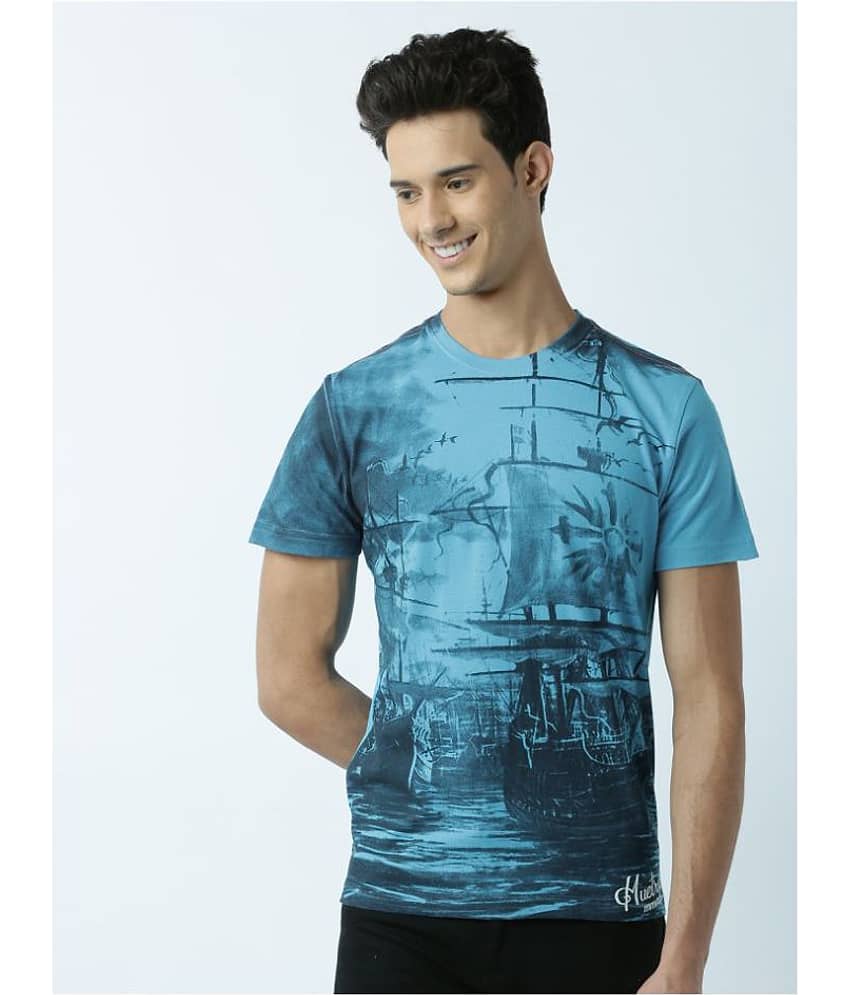Huetrap Pack of 1 Cotton Regular Fit Men's T-Shirt ( Turquoise )