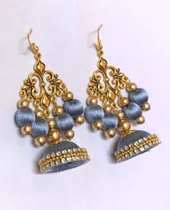 Metal Charm Beaded Jhumka Earrings