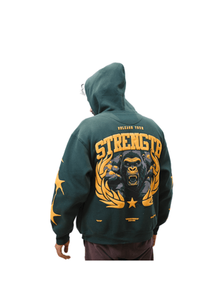Oversized Hoodie - Strength (Jungle Green)-Small