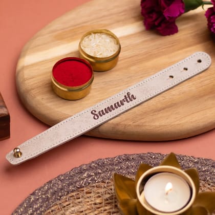 PERSONALISED BAND RAKHI - BEIGE-Beige