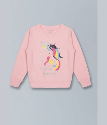 PLUM TREE Girls Cotton Blend Sweatshirt ( Light Pink )