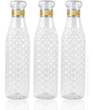 NCMART Diamond Water Bottle Transparent Polypropylene Fridge Water Bottle 1000 mL ( Set of 3 )