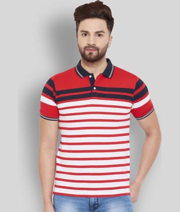 AUSTIN WOOD Pack of 1 Cotton Blend Regular Fit Striped Half Sleeves Men's Polo T Shirt ( Multicolor )