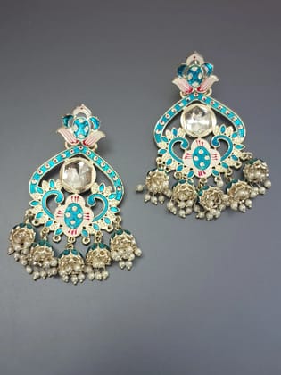 Turquoise Colour Heavy party wear Drop Earring-Large