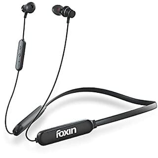 Foxin FoxBeat 205 Bluetooth V5.0 Wireless Headphones with Hi-Fi Stereo Sound 60Hrs Playtimein Line Mic Neckband Sweat-Resistant Magnetic Earbuds Voice Assistant & Mic Made in India.