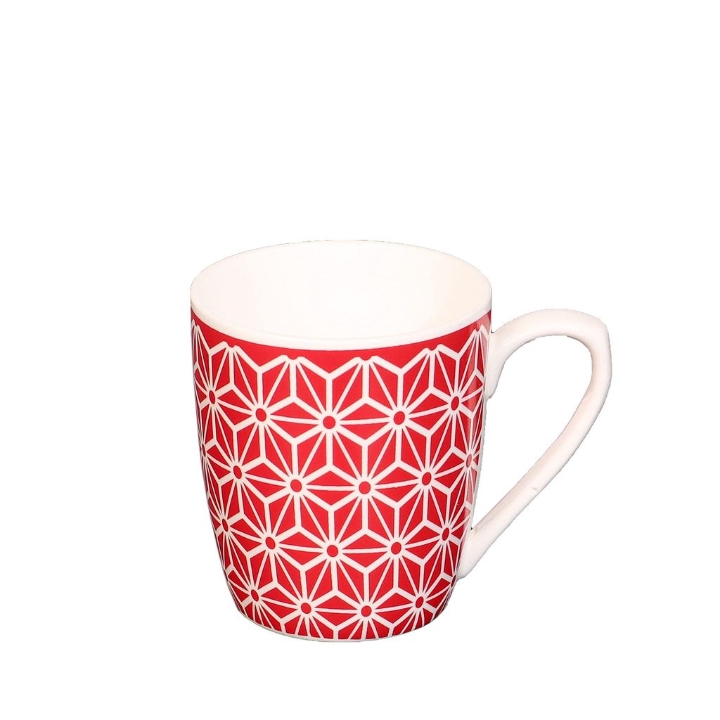 Femora Desh ki Mitti Fine Bone China Tea Cup Geometric Design, 160 ML, Galaxy Red
