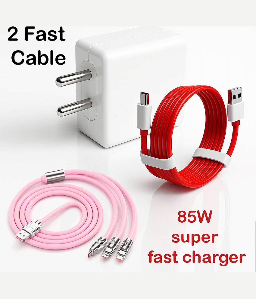 COMBO Universal 85W Power Adapter – Fast Charger with Type-C, Micro USB & Lightning Cable