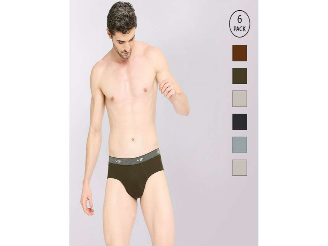 VIP Fresh Men's Cotton Briefs-Assorted Colours (Pack of 6) - 100