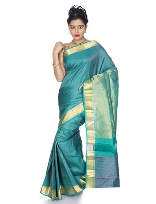 Teal Kanchipuram Pure Silk Saree
