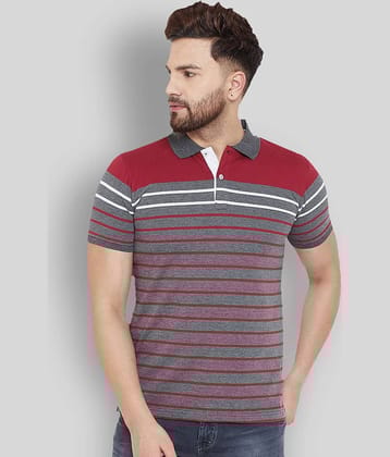 AUSTIN WOOD Pack of 1 Cotton Blend Regular Fit Striped Half Sleeves Men's Polo T Shirt ( Grey )