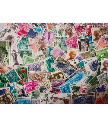 Hop n Shop - India 100 Mixed Postal Stamps 100 Stamps