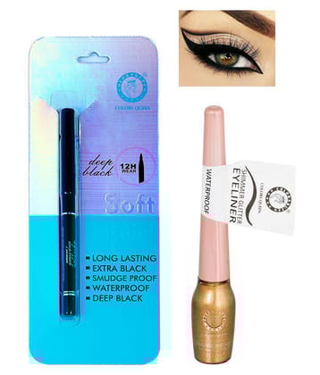 Colors Queen Long Lasting Deep Black Kajal Liquid Black Pack of 2 17 g