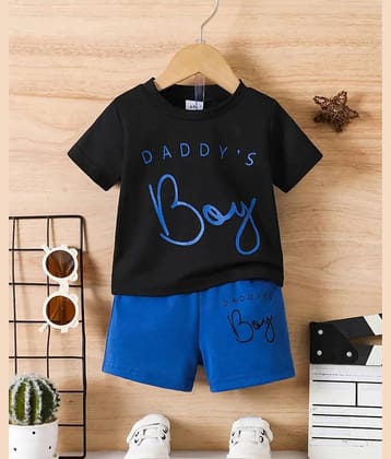 MUSNAHGARMENTS Pack of 1 Baby Boys Cotton T-Shirt & Shorts Set ( Black )