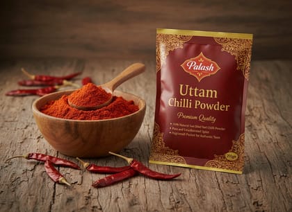 Palash Uttam Chilli Powder Premium Quality 100 Percent Natural Sun Dried Red Chilli Powder Pure and Unadulterated Spice Hygienically Packed for Authentic Taste 200gm