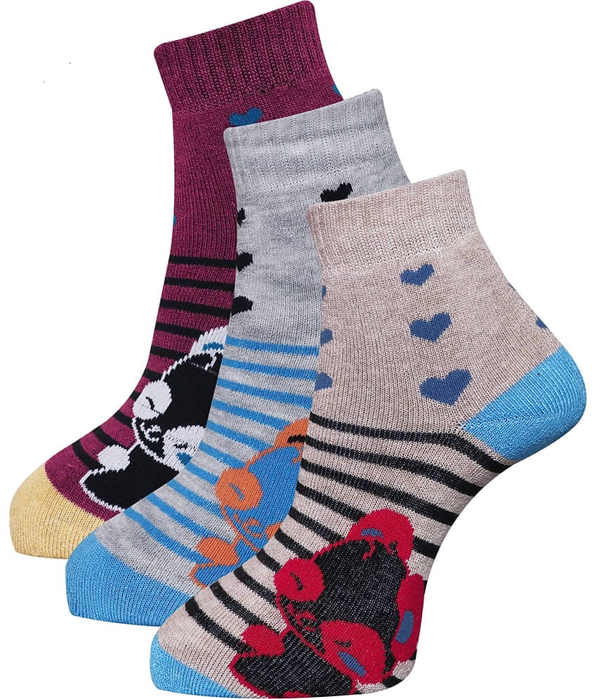 Dollar - Multicolor Cotton Women's Ankle Length Socks ( Pack of 3 )