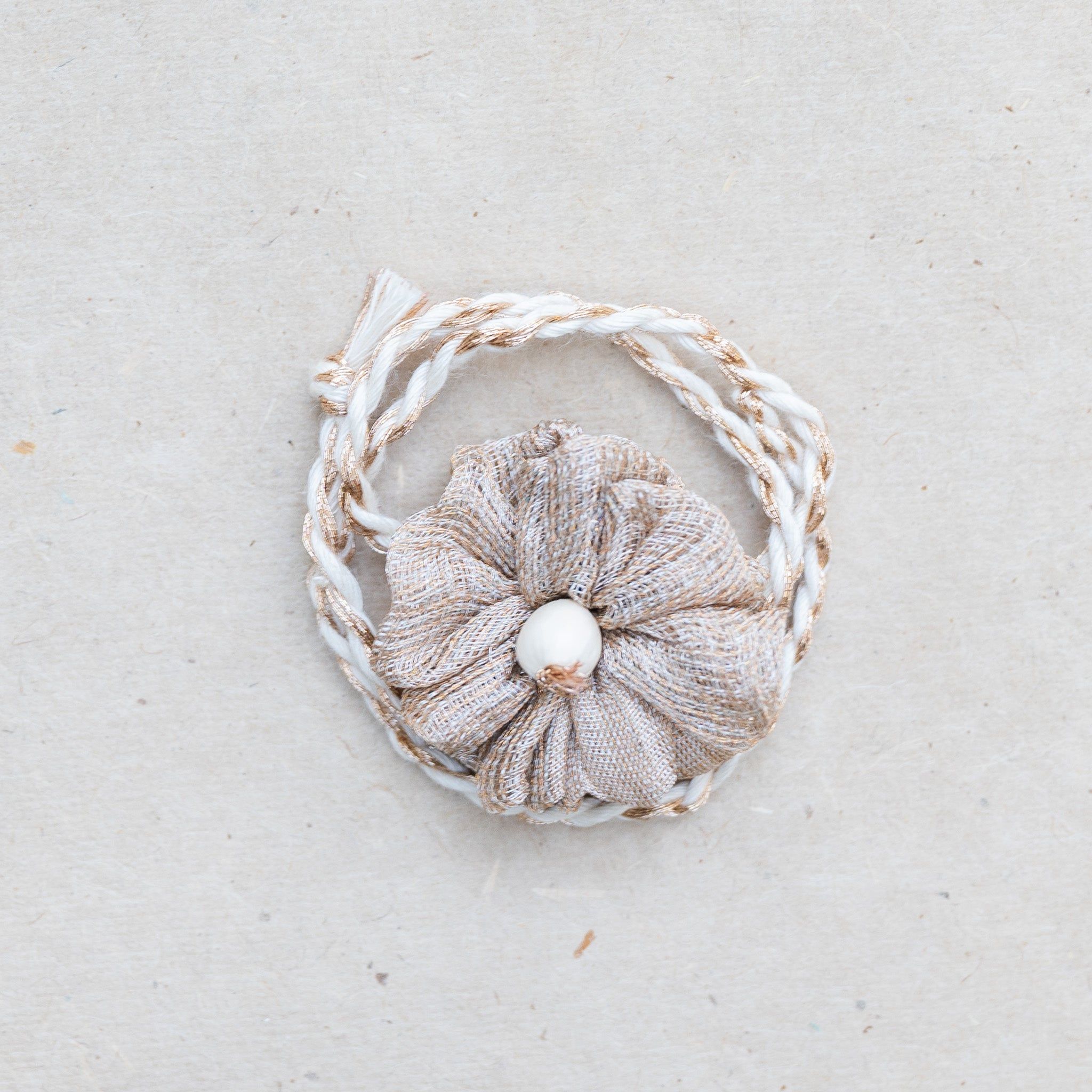 Sacred Bead & Linen Rakhi - Grey