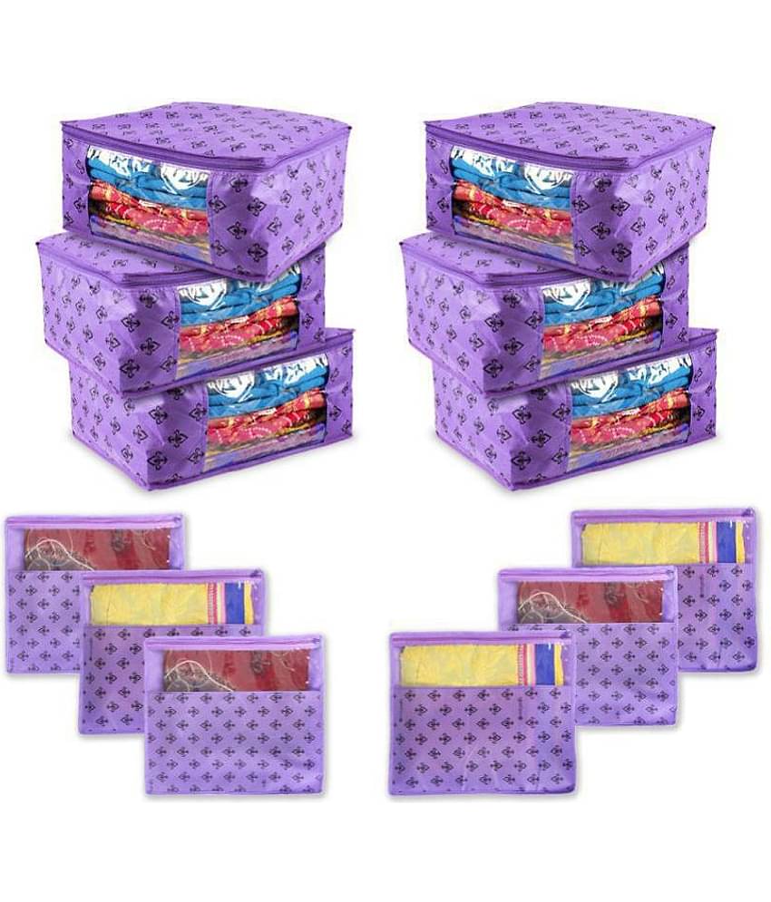PrettyKrafts Purple Saree Covers - 12 Pcs
