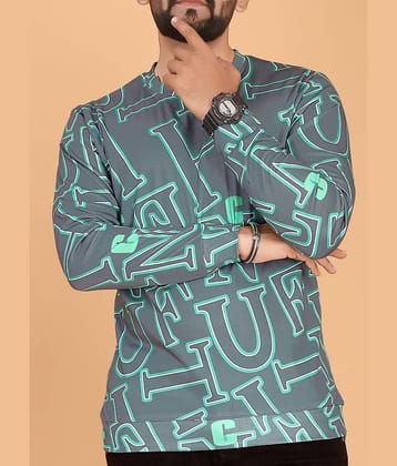 FABRIPPLE Polyester Regular Fit Printed Full Sleeves Men's Round T-Shirt - Beige ( Pack of 1 )