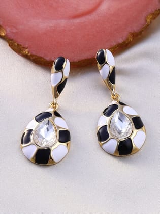 Women's The Cleo Drop Earrings - Onyx Black:Chalk White-Multicolour / Drop Earrings / Earrings