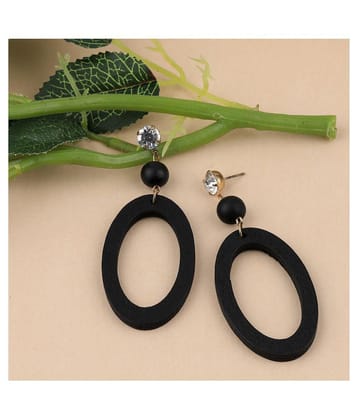 SILVER SHINE Charm Stylish  Diamond Wooden Earrings Light Weight for Girls and Women. - Black