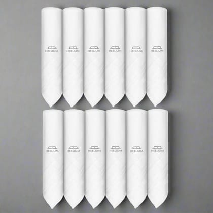 Heelium Bamboo Handkerchief - Set of 12-White