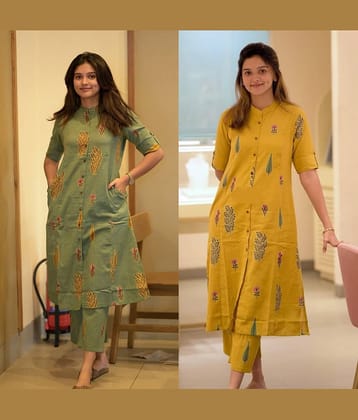 YAGNIK FASHION Women Rayon Self Design A-line Kurti With Palazzo ( Multicoloured )