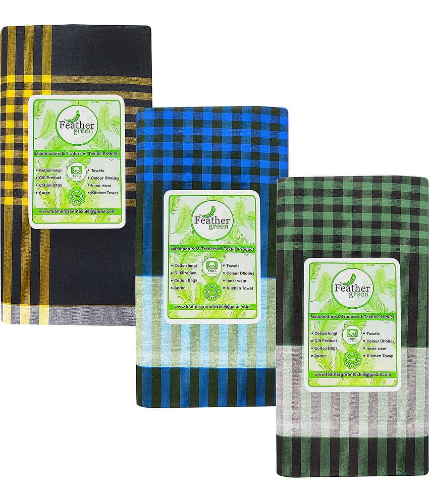 Feather Green Multi Lungi Pack of 3