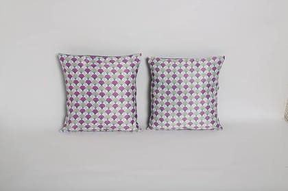 Koko Decorative Polyester Cushion Cover Set of 2 | Soft Textured Purple Design | 16x16 Inch Square Pillow Covers for Bed, Chair, and Sofa