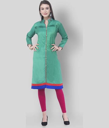 A R Silk - Green Rayon Women's Front Slit Kurti