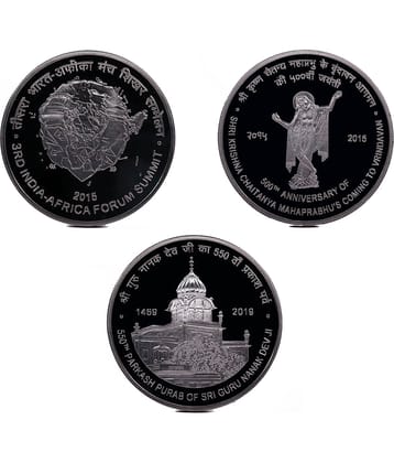 Set of 3 Coins of 500, 500 and 550 - Silver Plated Fancy Coins
