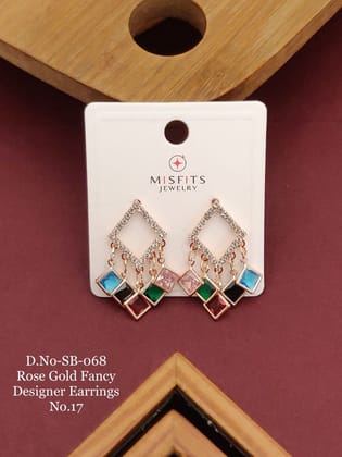 Gold American Diamonds Hoops Earrings